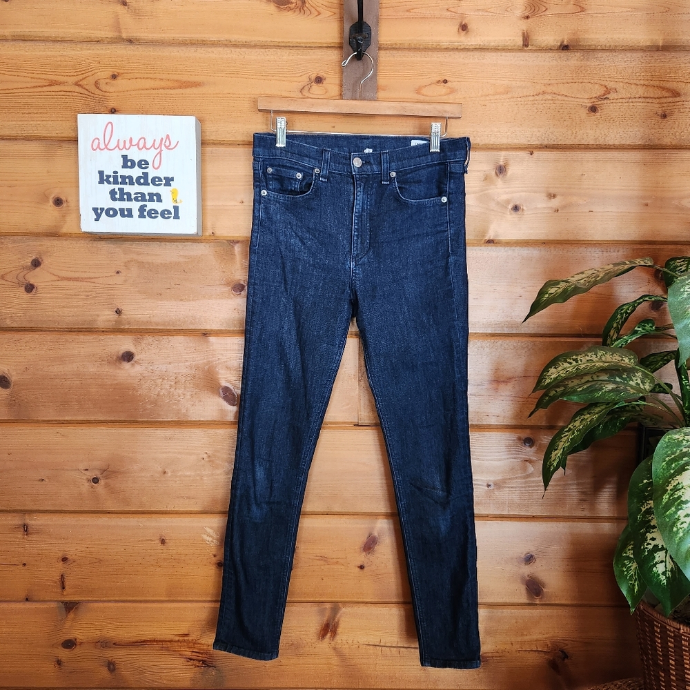 Rag & Bone 💜 High Rise Ankle Skinny Jeans In Indigo Stretch Denim Crop 27 X 26"